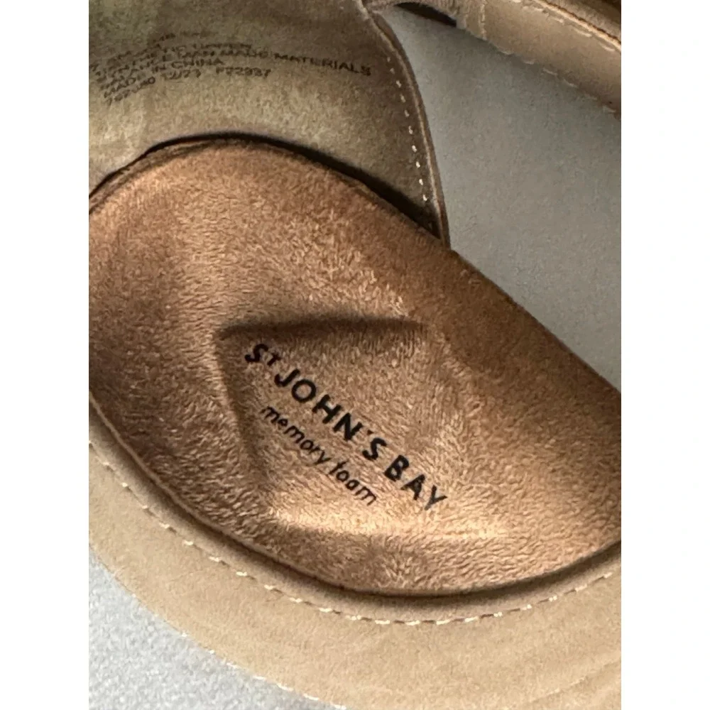 St. John's Bay Nude Suede Wedges‎ Size 7.5, EUC